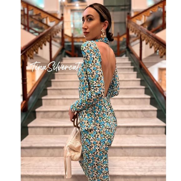 BLOGGER'S FAVE! Zara Floral Midi Dress Sz Large NWT - Picture 6 of 16